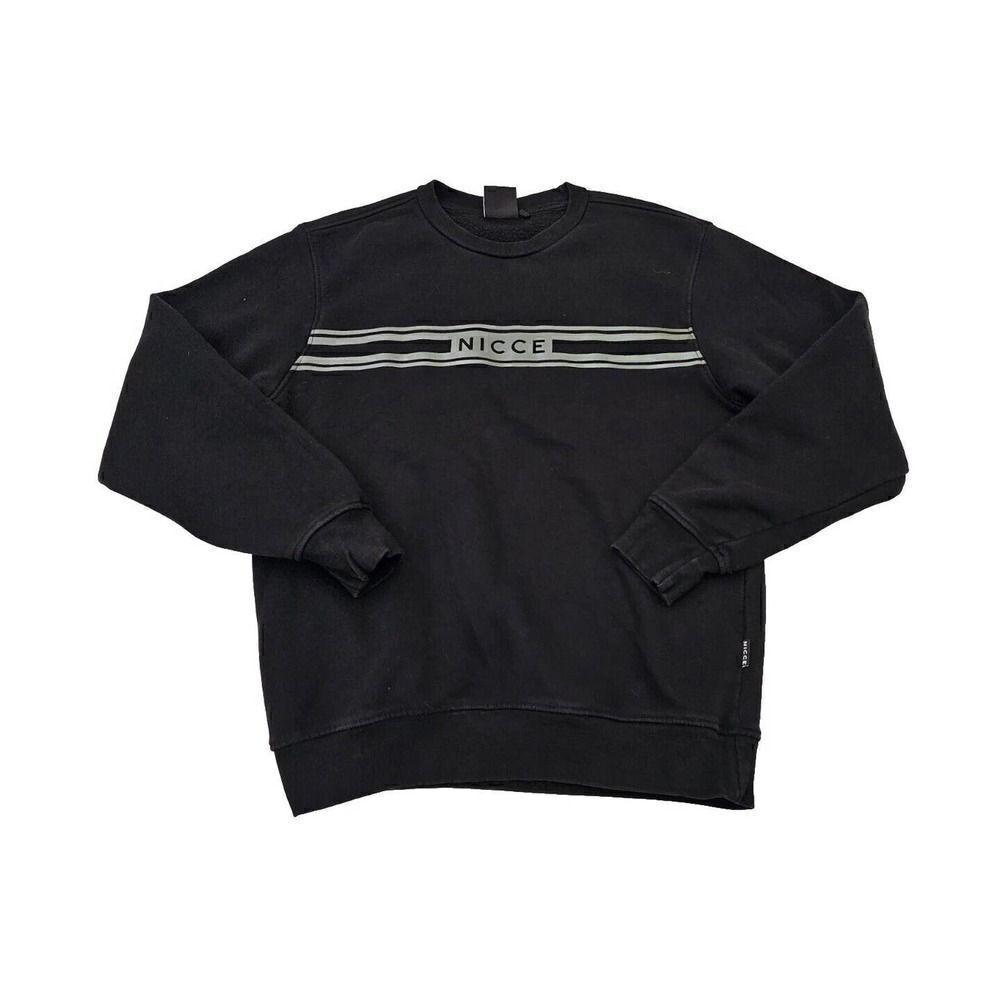 NICCE Men's Size Medium Black Embroidered Logo Sweatshirt Crewneck